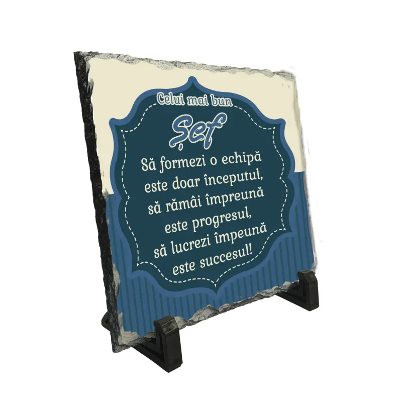 Celui mai bun sef, piatra ardezie personalizata, cu mesaj model pa050